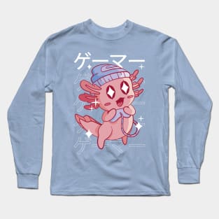 Happy Axolotl Gamer Kawaii Long Sleeve T-Shirt